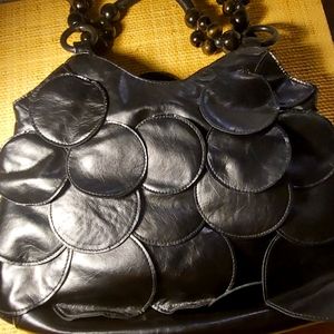 Black Faux Leather Disco Retro Purse
